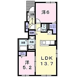 サンパティーク文京 2LDKの間取図画像