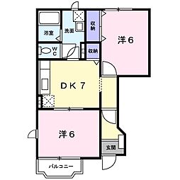 マノワール・ヴェール2 2DKの間取図画像