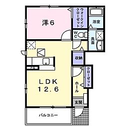 メゾン蒼空1 1LDKの間取図画像