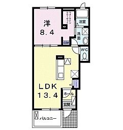 ラルーチェC 1LDKの間取図画像