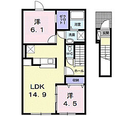 ニューハッピネス 2LDKの間取図画像