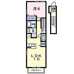 シャルマン・フルールB 1LDKの間取図画像