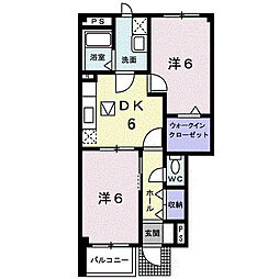 ボヌジュルネ2 2DKの間取図画像