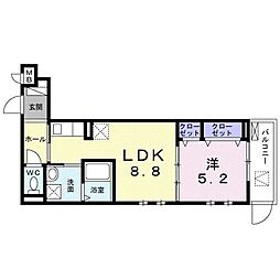 リバージュアネックス 1LDKの間取図画像