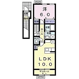 ベル・パークスB 1LDKの間取図画像