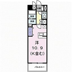 メゾン・ド・ポプラ ワンルームの間取図画像