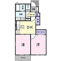 ソレイユヴィラ2 2DKの間取図画像