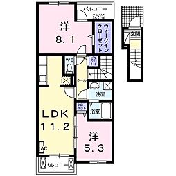 プライム・ガーデンA 2LDKの間取図画像