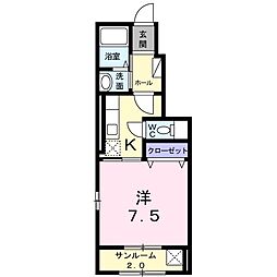 マフィン・トップ 1Kの間取図画像