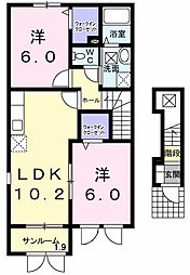 カーサフェリーチェ1 2LDKの間取図画像