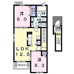 サンフローラA 2LDKの間取図画像