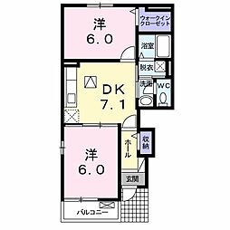 サンリット入澤 2DKの間取図画像