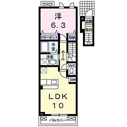 ベル・イリーデC 1LDKの間取図画像
