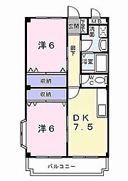 アビタシオン泉 2DKの間取図画像