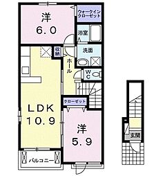 メゾンアンソレイエ4 2LDKの間取図画像