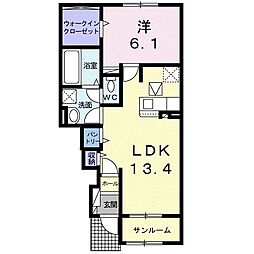 レークスY・K 1LDKの間取図画像