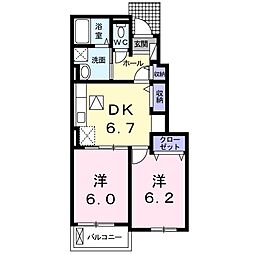 サン・フィオーレ2 2DKの間取図画像
