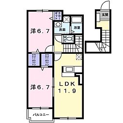 リーシェス1 2LDKの間取図画像