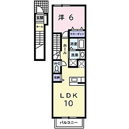 パル・フォレストB 1LDKの間取図画像