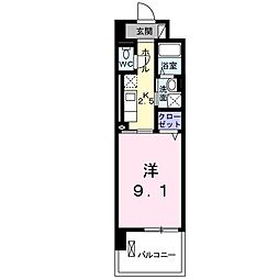 ララフラッツ 1Kの間取図画像