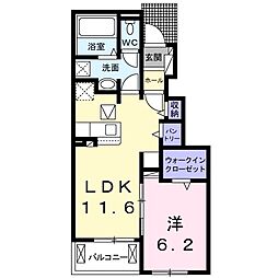 ゼクシー桜が丘B 1LDKの間取図画像