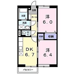 ルミエール 2DKの間取図画像