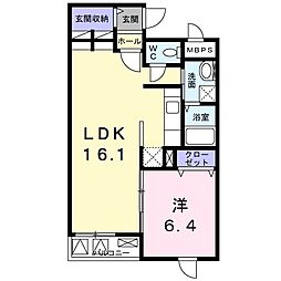 グゥテェライゼB 1LDKの間取図画像