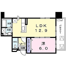 プランシード北円山 1LDKの間取図画像