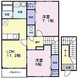 ブロッサム1 2LDKの間取図画像
