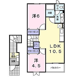 ソレイユ1 2LDKの間取図画像