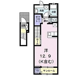 エレガンシアゼファー2 ワンルームの間取図画像
