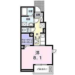 サンヒルハイム2 1Kの間取図画像
