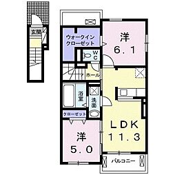 ローズルタンT 2LDKの間取図画像