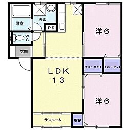 アマリュージュFB棟 2LDKの間取図画像