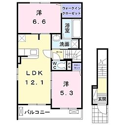 ヒルサイドハウス三番館 2LDKの間取図画像