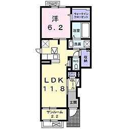 パークサイドハウス 1LDKの間取図画像