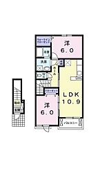 ルぺ・ヤシロ3 2LDKの間取図画像