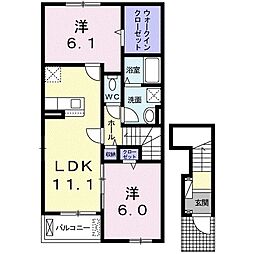 メゾンドシャルム2 2LDKの間取図画像