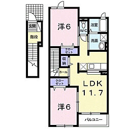 プレイス1 2LDKの間取図画像