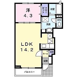 エバートン 1LDKの間取図画像