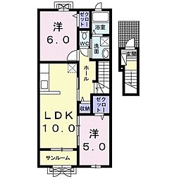 ビレッジケイツY 2LDKの間取図画像