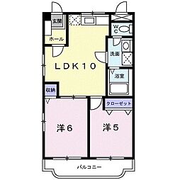 コーポKAZUKI 2LDKの間取図画像