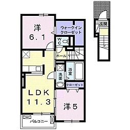 マリーゴールドイースト 2LDKの間取図画像