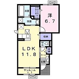 サンエアリーハウス 1LDKの間取図画像