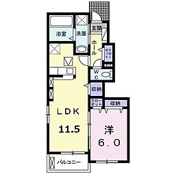 メゾン栗の樹 1LDKの間取図画像