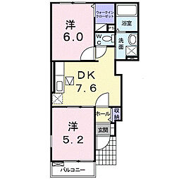 ゼファーC 2DKの間取図画像
