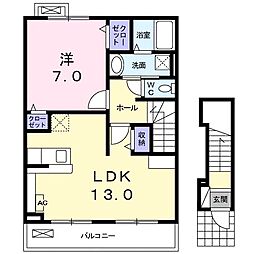グリシーヌ 1LDKの間取図画像