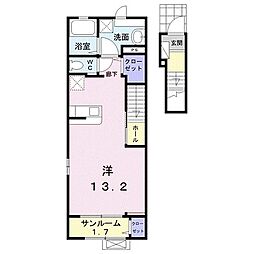 フルール ワンルームの間取図画像