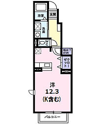 プリーマK1 ワンルームの間取図画像