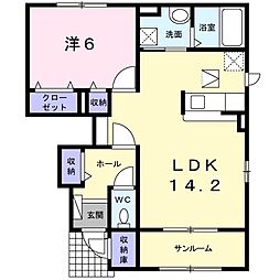 メゾン・ド・ソレイユ 1LDKの間取図画像
